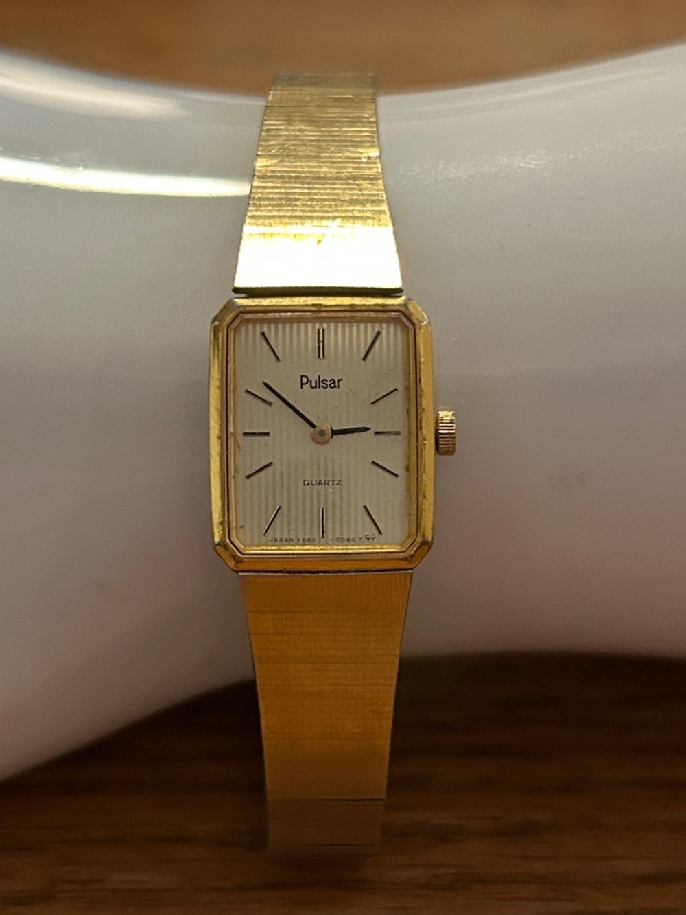 Pulsar Gold Tone Slim Rectangular Bracelet Watch